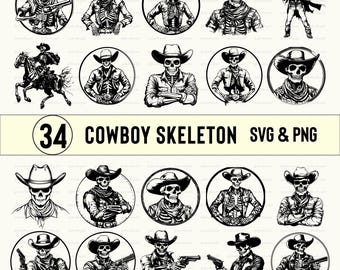 Cowboy Skeleton Clipart: SVG, PNG, Vector Cut Files