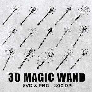 Magic Wand SVG Bundle: Silhouette Clipart, Logo Icon (PNG, Cricut)