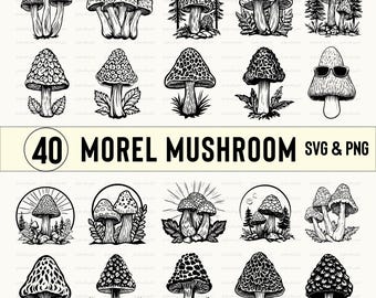 Morel Mushroom SVG PNG Clipart: Vector Cut Files