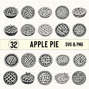 Apple Pie SVG Bundle: Clipart, Silhouette, Decal (PNG, 300 DPI)
