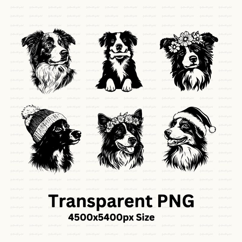 Aussie Dog Silhouette Bundle: Vector Clipart, Decal Cut File (SVG, PNG ...