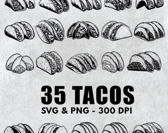 Paquete SVG de tacos: siluetas vectoriales (PNG)