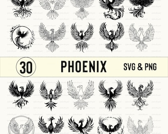 Phoenix SVG-Bundle: Silhouette Clipart, Vektor Aufkleber (PNG)