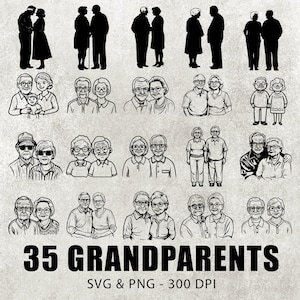 Grandparents Svg Bundle, Grandparents Silhouette, Grandparents Clipart Vector, Grandparents Decal, Grandparents Gifts File Decal Icon Logo