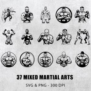 Mixed Martial Arts Svg Png Bundle, Mixed Martial Arts Silhouette, Mixed Martial Arts Clipart, Vector, Martial Arts Outline, Cut File, Decal