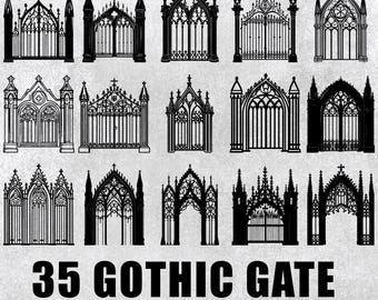 Gothic Gate SVG Bundle: Vector Clipart, Decal Designs (PNG, Cricut)