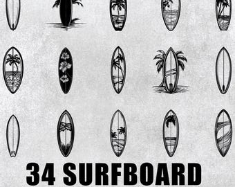 Surfboard SVG PNG Bundle: Vector Clipart Decal Designs (Digital Download)