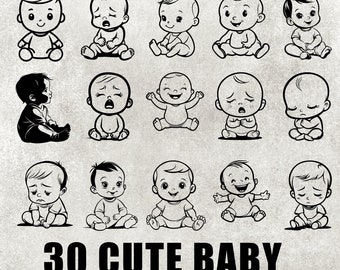 Baby Silhouette SVG Bundle, Vector Clipart (Digital Download)