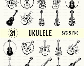 Ukulele SVG PNG Bundle: Silhouette Vector Art (Digital Download)