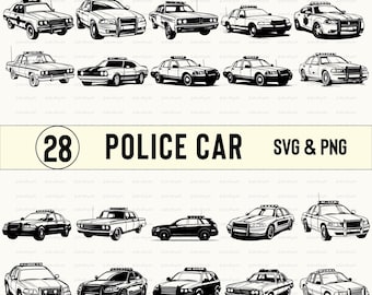 Police Car SVG Bundle: Silhouette Clipart Vector (PNG)
