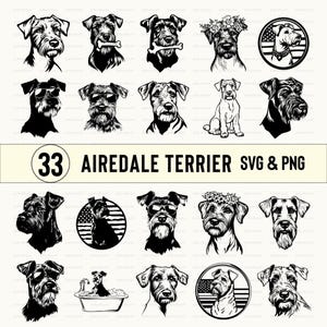 Airedale Terrier Silhouette Bundle: SVG, PNG, Cricut Cut File