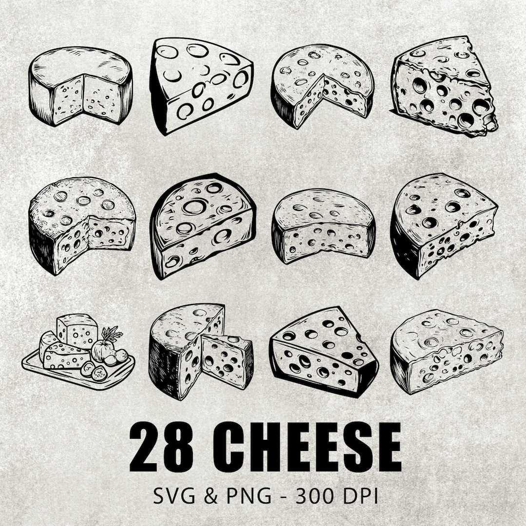 Cheese SVG Bundle: Clipart Vector, Decal Art (PNG, 300 DPI) - Etsy
