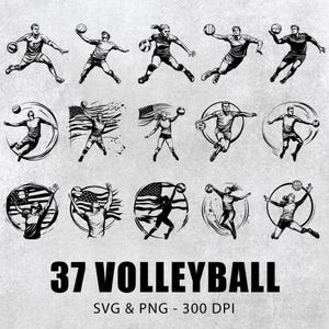 Volleyball Svg Png Bundle, Volleyball Vector, Volleyball Clipart, Volleyball Decal, Volleyball Silhouette, Volleyball Cricut Sports Cut File