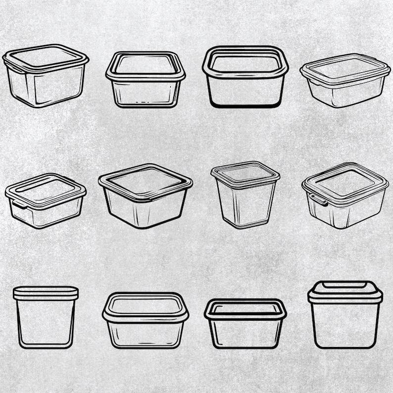 Plastic Food Container SVG Bundle: Vector Clipart, Logo Icon (PNG, SVG ...