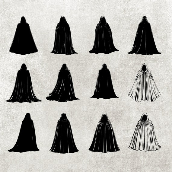 Cloak Silhouette SVG Bundle: Vector Clipart, Decal Designs (PNG