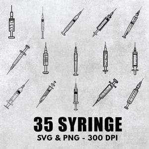 Syringe Svg Bundle, Syringe Silhouette Set, Syringe Clipart, Syringe Decal, Syringe Png, Syringe Logo, Syringe Icon Svg Files For Cricut