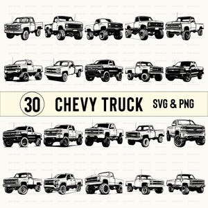 Pacchetto Svg Chevy Truck, Silhouette Chevy Truck, Clipart Chevy Truck, Vettore Chevy Truck, Decalcomania Chevy Truck, File di taglio dell'icona del logo Chevy Truck