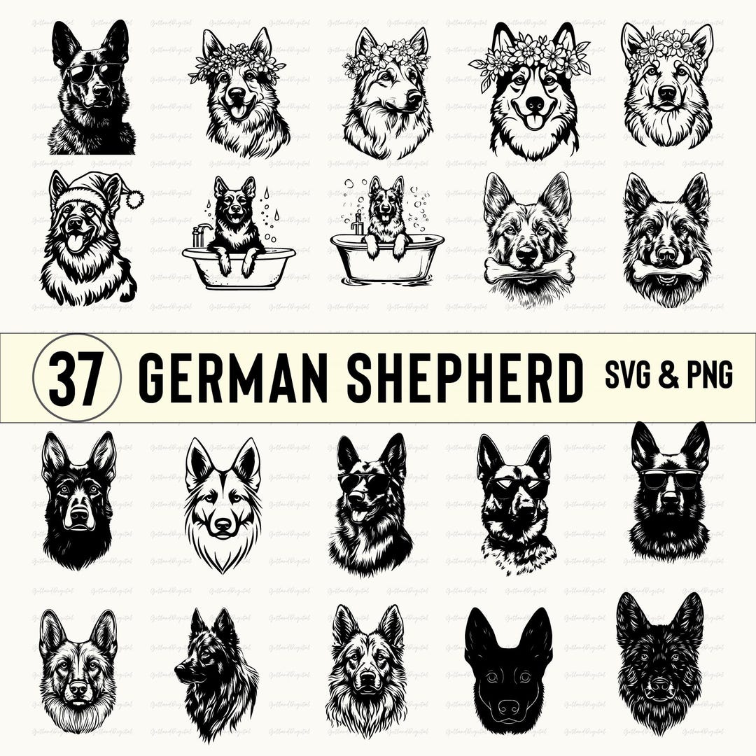 German Shepherd Svg Bundle, German Shepherd Silhouette, German Shepherd ...