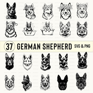 German Shepherd SVG Bundle: Silhouette Clipart, Decal Cut Files