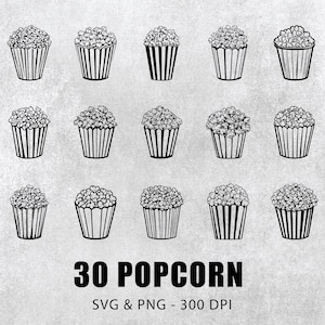 Popcorn Svg Png, Popcorn Clipart, Popcorn Silhouette, Popcorn Decal, Popcorn Vector, Popcorn  Outline Popcorn Cut File, Popcorn Circuit Food