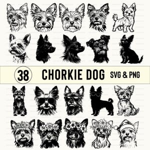 Chorkie Dog Svg Bundle, Chorkie Dog Silhouette, Chorkie Dog Clipart, Chorkie Dog Vector, Chorkie Dog Decal, Chorkie Logo Icon Cricut Files