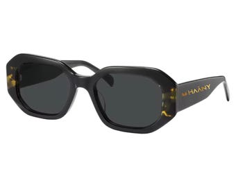 HAANY Polarized Acetate Sunglasses, Leopard Print Unisex Eyewear, Retro Rectangular Frame