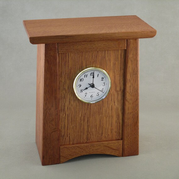 Wall Clock Arts Crafts Mission Inspired Quarter Sawn Oak Copper New
