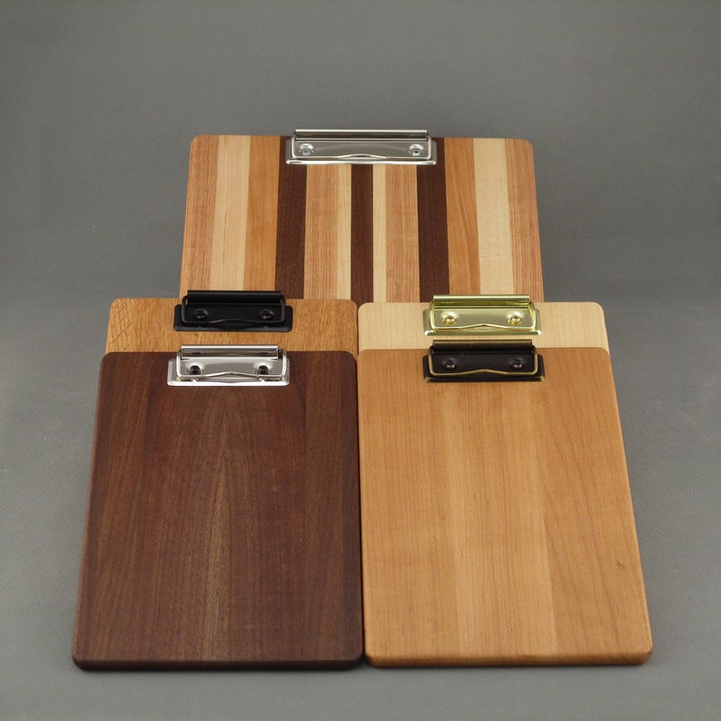 Hand-crafted smaller wooden clipboards from Ohio walnut, cherry, oak & maple. Available with handsome traditional or low profile clips. image 2