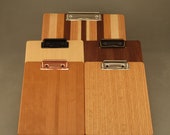 Hand-crafted smaller wooden clipboards from Ohio walnut, cherry, oak & maple. Available with  handsome traditional or low profile clips.