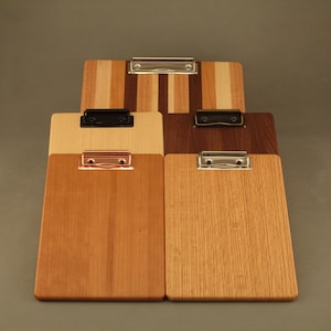 Hand-crafted smaller wooden clipboards from Ohio walnut, cherry, oak & maple. Available with handsome traditional or low profile clips. image 1