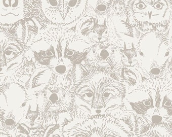 B58 Flannel Fabric 100% cotton Animal face pink owl bear fox raccoon pick size 