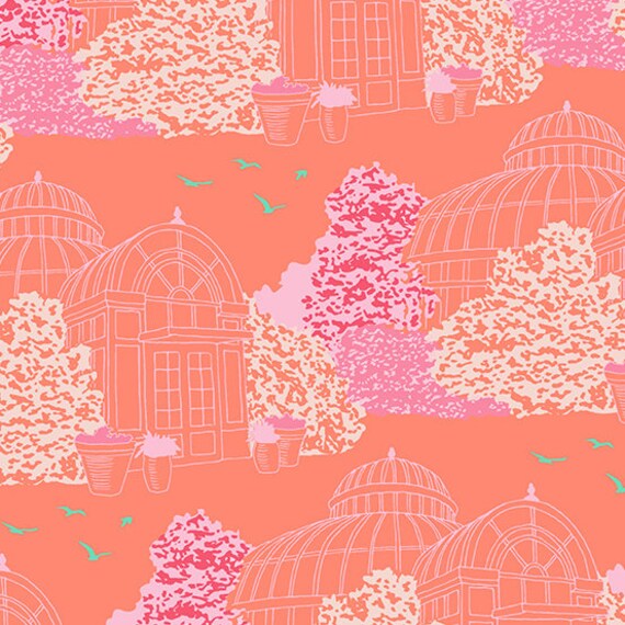 Tangerine Flora and Fauna Lattice A-9998-O Patti Sloni Andover quilting cotton 595 Tangerine Flora and Fauna Lattice A-9998-O Patti Sloni Andover quilting cotton 595