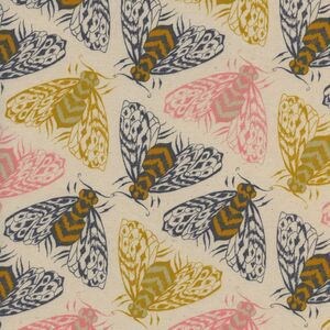 bee fabric, bees in yellow, yellow pink bees, pink nursery fabric, bumblebee fabric, bumblebee nursery, pink yellow fabric