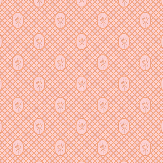 Tangerine Flora and Fauna Lattice A-9998-O Patti Sloni Andover quilting cotton 595 Tangerine Flora and Fauna Lattice A-9998-O Patti Sloni Andover quilting cotton 595