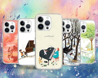 Music Piano Art Aesthetic Telefoonhoesje voor iPhone 16 15 14 13 Pro Max Plus Mini / hoesje voor Samsung S25 S24 S23 S22 S21 Ultra / Google Pixel