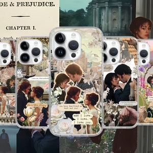 Pride Prejudice Jane Austen Book Lover Coque pour iPhone 16 15 14 13 Pro Max Plus/Coque pour Samsung S25 S24 S23 Ultra/Google Pixel