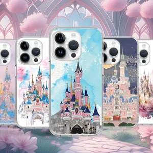 Custodia per telefono da ragazza con illustrazione artistica del castello della principessa per iPhone 16 15 14 Pro Max Plus Mini / Custodia per Samsung S25 S24 S23 Ultra / Google Pixel