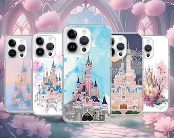 Princess Castle Art Illustration Girly telefoonhoesje voor iPhone 16 15 14 Pro Max Plus Mini / hoesje voor Samsung S25 S24 S23 Ultra / Google Pixel