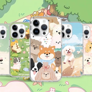 Cute Dog Lover Cartoon Art Illustration Phone Case for iPhone 16 15 14 13 Pro Max Plus /Case for Samsung S25 S24 S23 S22 Ultra /Google Pixel