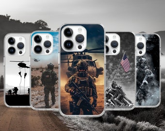 Militair leger soldaat telefoonhoesje voor iPhone 16 15 14 13 Pro Max Plus Mini / hoesje voor Samsung S25 S24 S23 S22 S21 Ultra FE A55 / Google Pixel