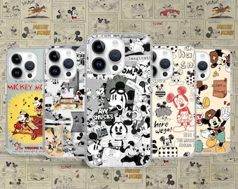 Mickey Mouse Minnie Classic Vintage Retro Phone Case for iPhone 16 15 14 Pro Max Plus Mini / Case for Samsung S25 S24 Ultra / Google Pixel