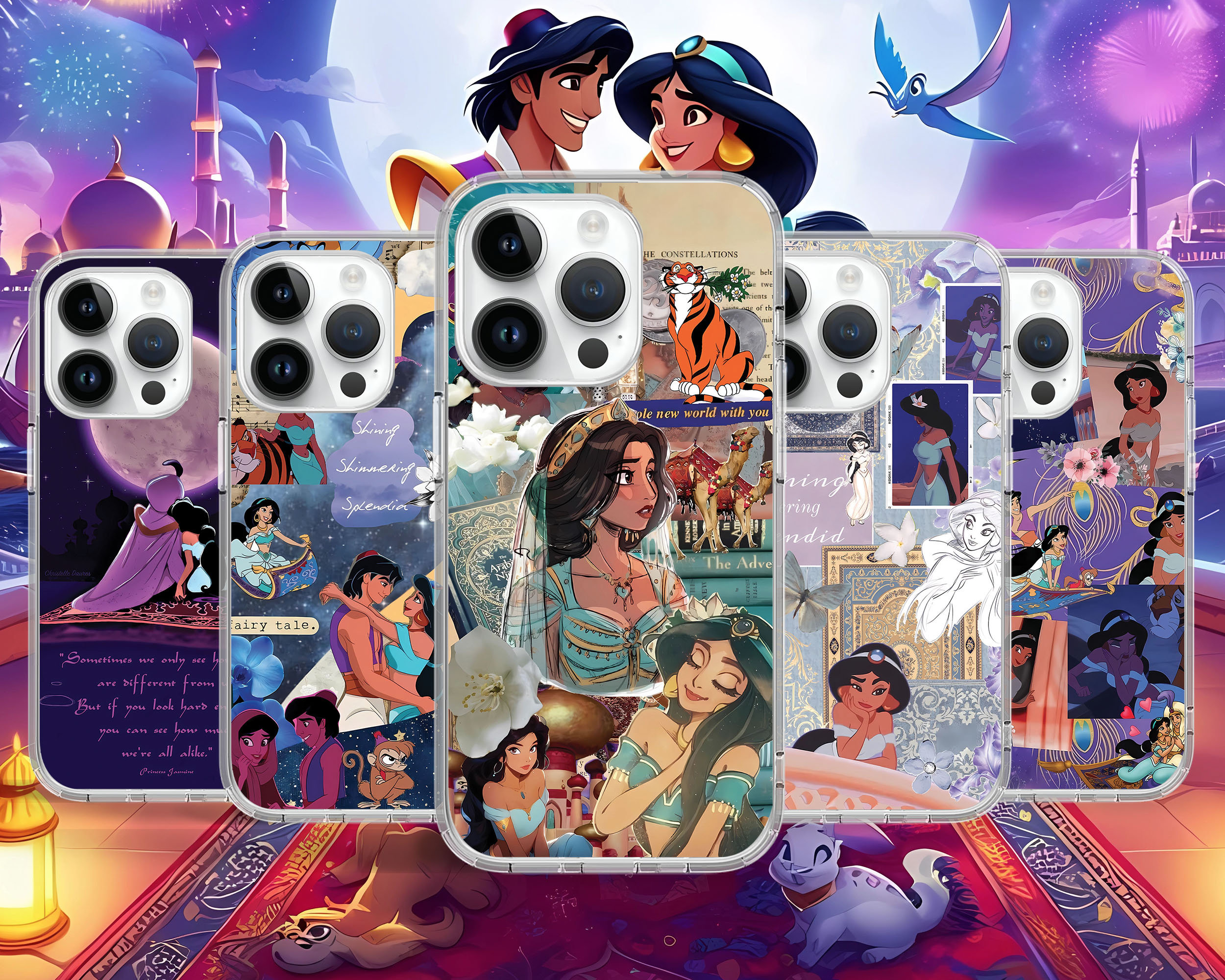 Princess Jasmine Aladdin Aesthetic Phone Case for iPhone 16 15 14 13 Pro Max Plus Mini / Case for Samsung S25 S24 S23 Ultra / Google Pixel