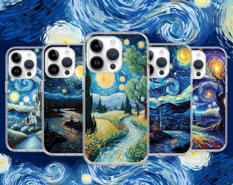Starry Night Art Aesthetic Van Gogh-telefoonhoesje voor iPhone 16 15 14 13 Pro Max Plus / hoesje voor Samsung S25 S24 S23 Ultra FE / Google Pixel
