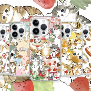 Süße Katzenliebhaber Cartoon Kitty Handytasche für iPhone 16 15 14 13 Pro Max Plus Mini / Case für Samsung S25 S24 S23 S22 S21 Ultra / Google Pixel