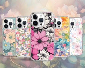 Floral Vintage Art Pastel Phone Case for iPhone Air 18 17 16 15 Pro Max Plus  / Case for Samsung S26 S25 S24 Ultra / Google Pixel
