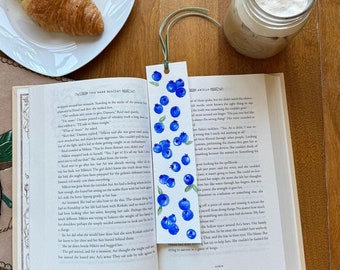 Hand Painted Blueberry Watercolor Bookmark - Etsy