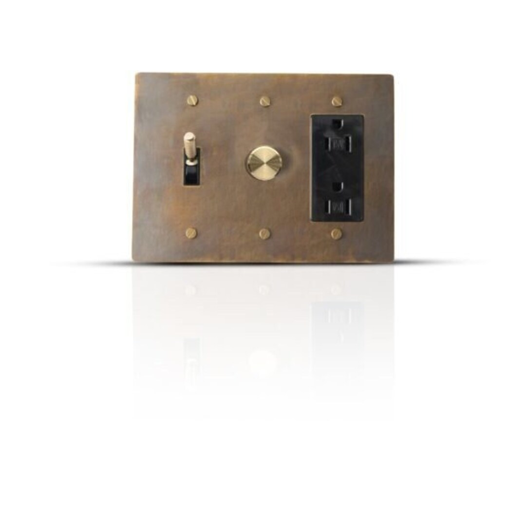 Toggle, Dimmer, and Outlet Combo Switch Plate - Antique Brass - Etsy