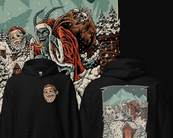 Krampusnacht Hoodie | Krampus Hoodie | Scary Movie Gift | Scary Movie Hoodie | Spooky Christmas Hooded Sweater | Christmas Monster Hoodie