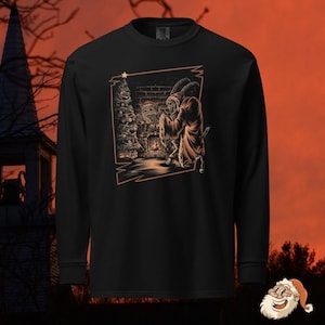 Krampus T-Shirt | Gruseliges Weihnachts-T-Shirt | Gruseliges Feiertags-Langarmshirt | Krampus Geschenk | Krampus Weihnachtsgeschenk | Gruseliges Film-Liebhaber-Geschenk