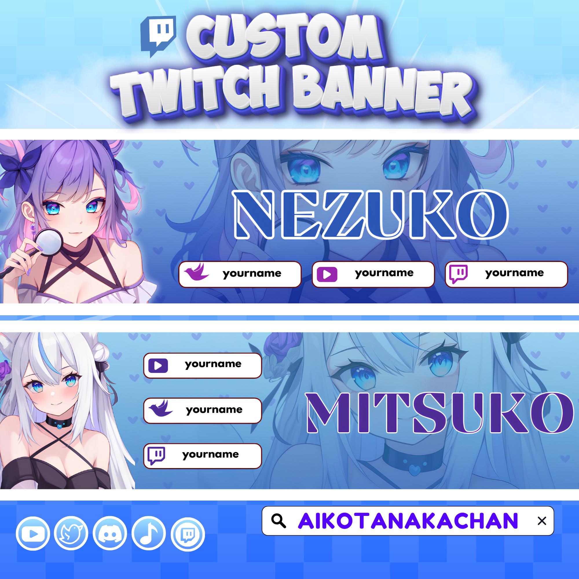 Custom Chibi Vtuber Banner | Twitch Header Design - Etsy